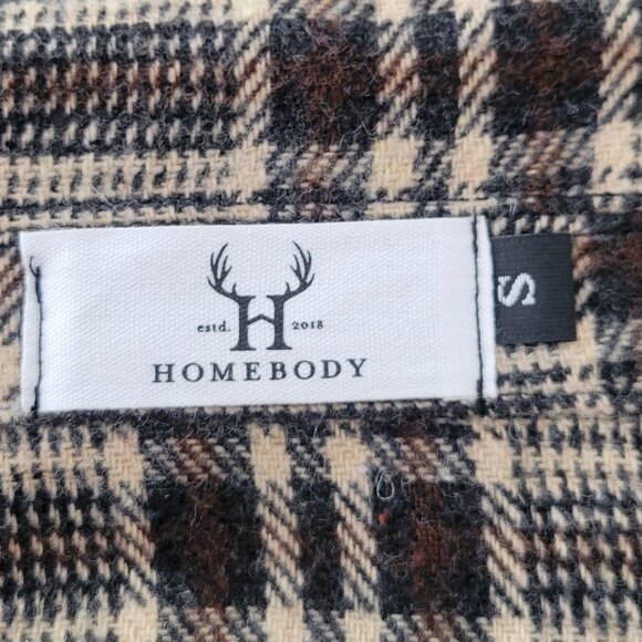 Brown Plaid Shirt Jacket Shacket Fringed Frayed Hem Detail Layering Fall NEW - Picture 11 of 13